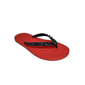 Christian Louboutin Studded Black Rubber Loubi Flip Flop Thong Sandal EU 36 US 6